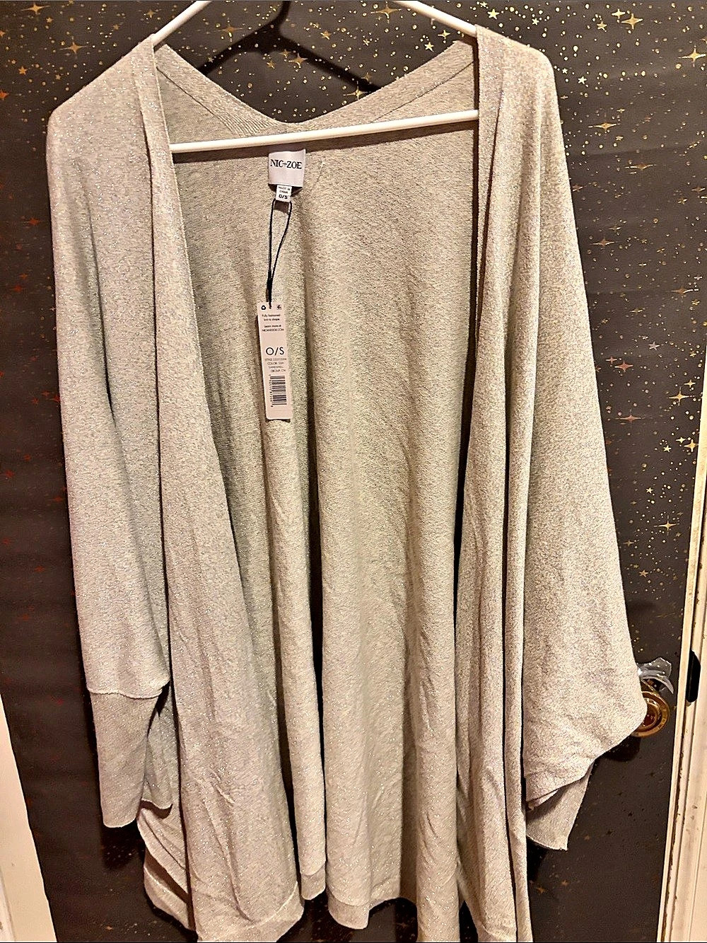NIC + ZOÉ Metallic Draped Shrug in Silver NWT